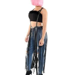 Knee Length Vegan Leather Fringe Belt
